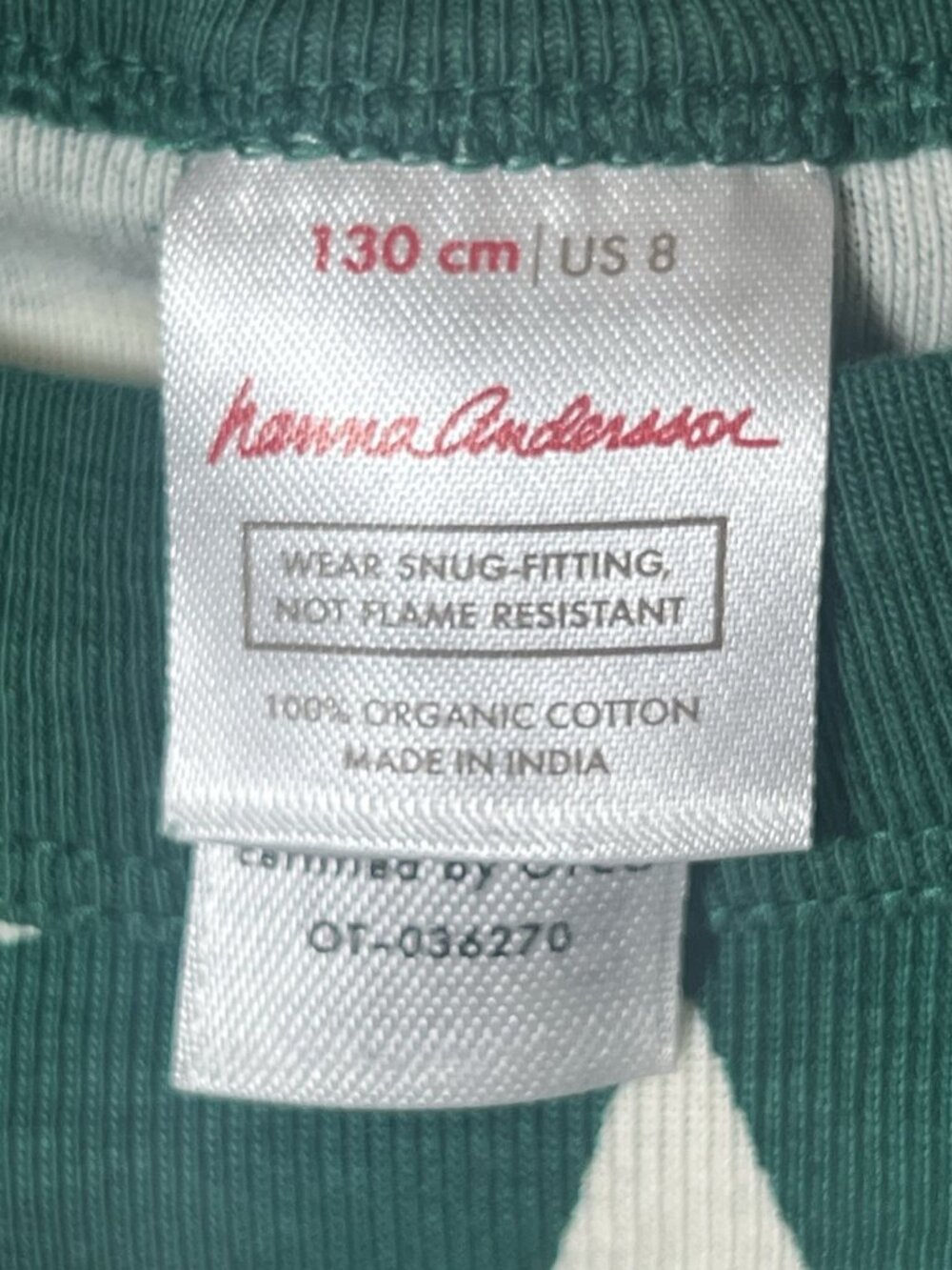 Hanna Andersson Holiday HannaJams Pajama Top Only Winter Green Trees 8 (130cm) - Picture 3 of 4